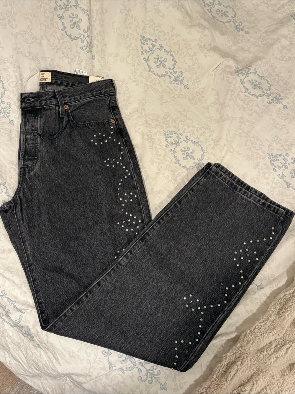 Levi's Black High-Rise Jeans 501 90s fit with Stud Embellishments